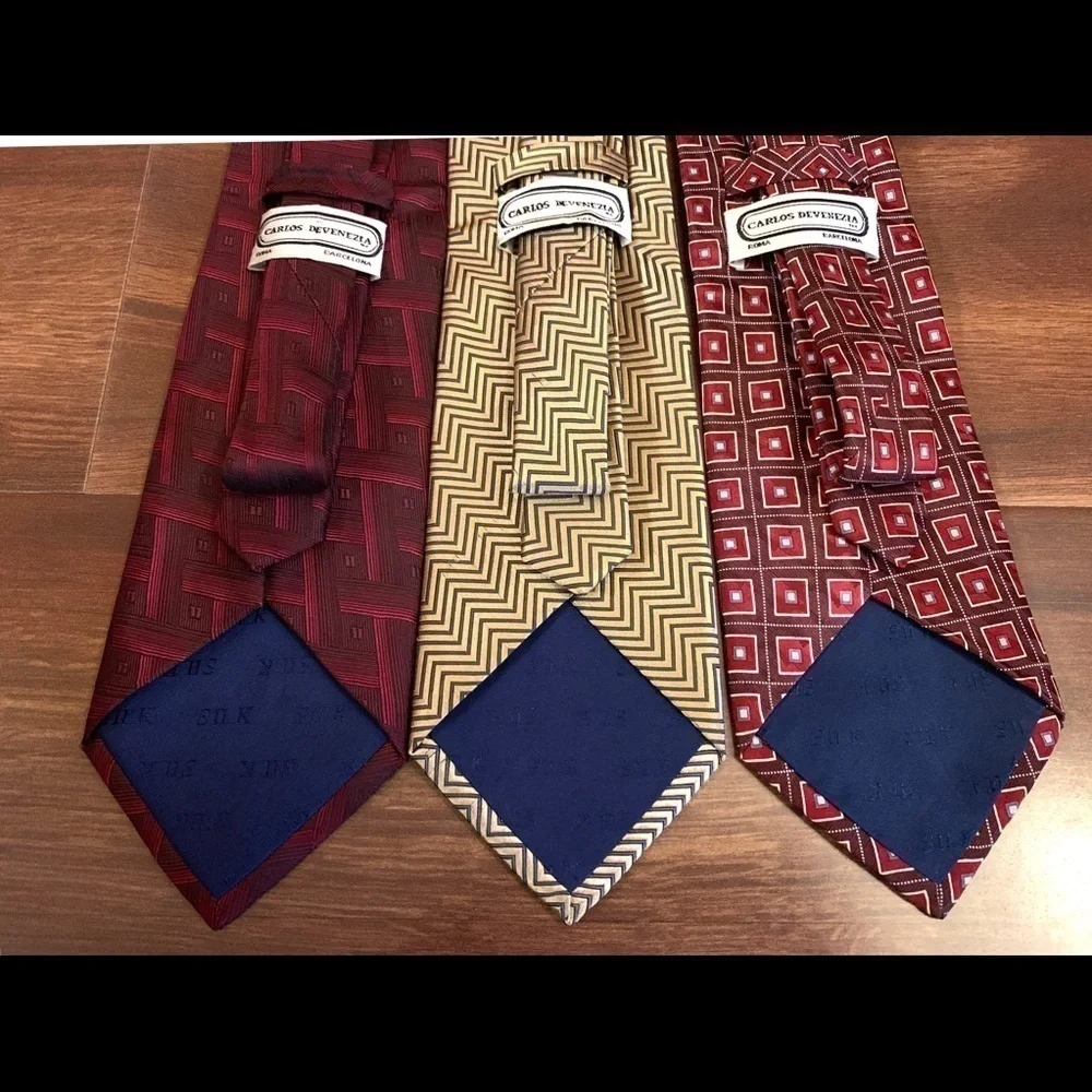 BUNDLE of 3 CARLOS DEVENEZIA Silk Handmade Neckties